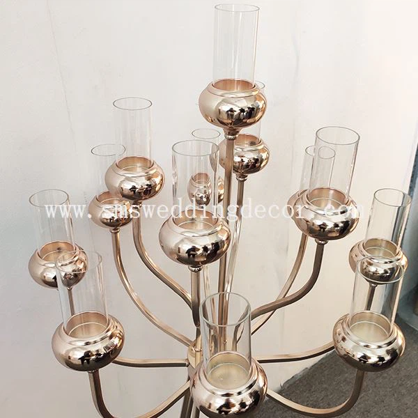gold metal candle holders